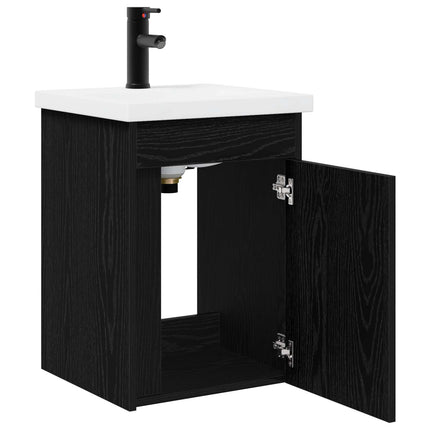 Badrumsspegel med kran Svart ek 42 x 40 x 74,5 cm