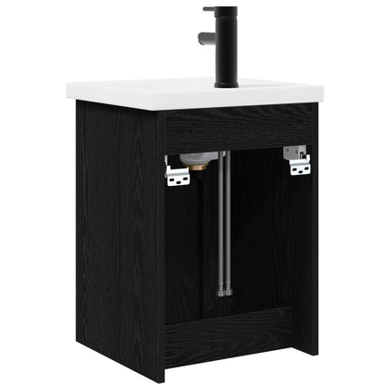 Badrumsspegel med kran Svart ek 42 x 40 x 74,5 cm