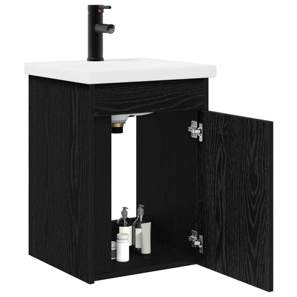 Badrumsspegel med kran Svart ek 42 x 40 x 74,5 cm