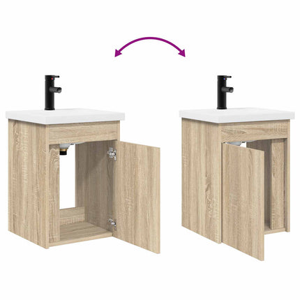 Badrumsspegel med kran Sonoma-ek 42 x 40 x 74,5 cm
