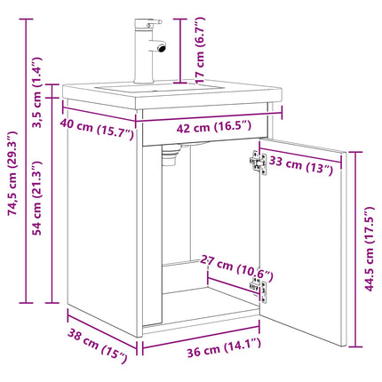 Badrumsspegel med kran Sonoma-ek 42 x 40 x 74,5 cm