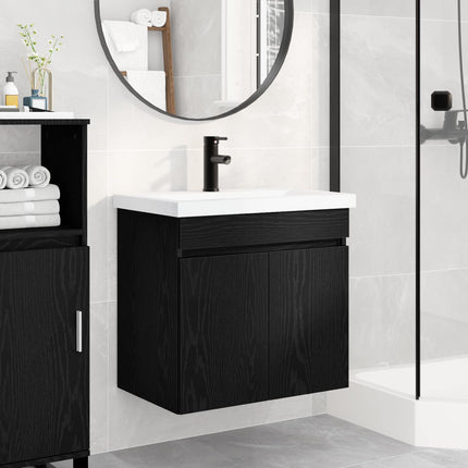 Badrumsspegel med kran Svart ek 61 x 40 x 74,5 cm