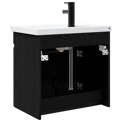 Badrumsspegel med kran Svart ek 61 x 40 x 74,5 cm