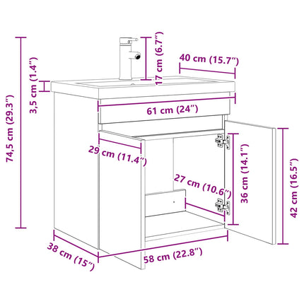 Badrumsspegel med kran Artisan-ek 61 x 40 x 74,5 cm