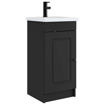Badrumsspegel med handfat Svart 42 x 40 x 84,5 cm