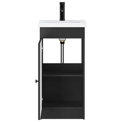 Badrumsspegel med handfat Svart 42 x 40 x 84,5 cm