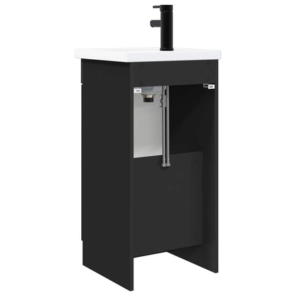 Badrumsspegel med handfat Svart 42 x 40 x 84,5 cm