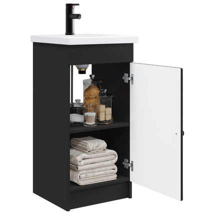 Badrumsspegel med handfat Svart 42 x 40 x 84,5 cm