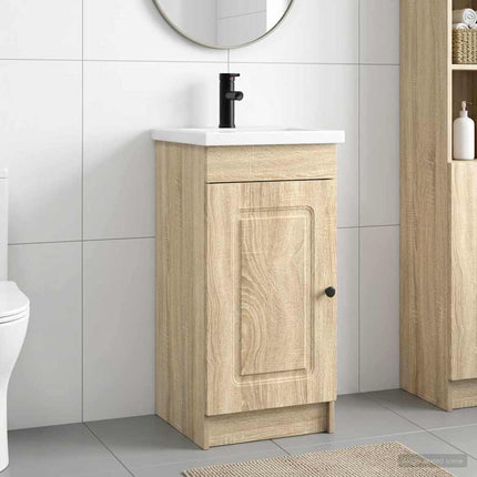 Badrumsspegel med handfat Sonoma-ek 42 x 40 x 84,5 cm