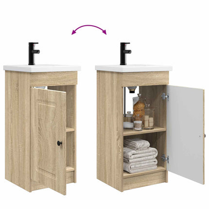 Badrumsspegel med handfat Sonoma-ek 42 x 40 x 84,5 cm