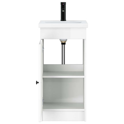 Badrumsspegel med handfat Vit högglans 42 x 40 x 84,5 cm