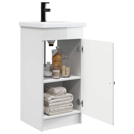 Badrumsspegel med handfat Vit högglans 42 x 40 x 84,5 cm