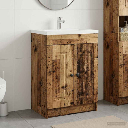 Badrumsskåp under handfat Gammalt trä 78,5 x 37,5 x 81 cm