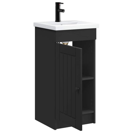 Badrumsspegel med handfat Svart 42 x 40 x 84,5 cm