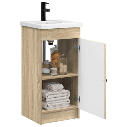 Badrumsspegel med handfat Sonoma-ek 42 x 40 x 84,5 cm
