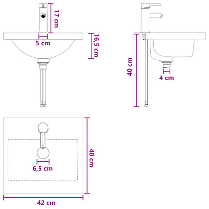 Badrumsspegel med handfat Vit 42 x 40 x 84,5 cm Konstruerat trä