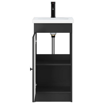 Badrumsspegel med handfat Svart 42 x 40 x 84,5 cm
