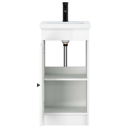 Badrumsspegel med handfat Vit högglans 42 x 40 x 84,5 cm