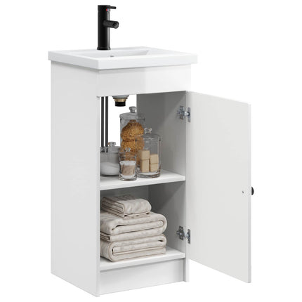 Badrumsspegel med handfat Vit högglans 42 x 40 x 84,5 cm