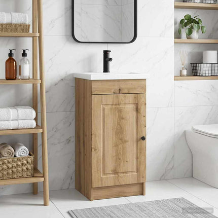 Badrumsspegel med handfat Artisan-ek 42 x 40 x 84,5 cm