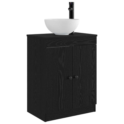 Badrumsspegel med handfat Svart 54 x 35 x 83 cm Konstruerat trä