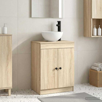 Badrumsspegel med handfat Sonoma-ek 54 x 35 x 83 cm