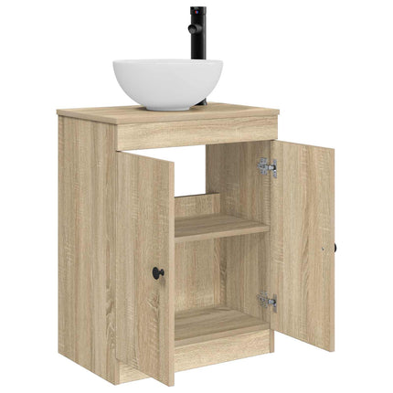 Badrumsspegel med handfat Sonoma-ek 54 x 35 x 83 cm