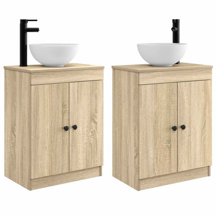 Badrumsspegel med handfat Sonoma-ek 54 x 35 x 83 cm