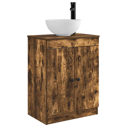 Badrumsspegel med handfat Rökt ek 54 x 35 x 83 cm