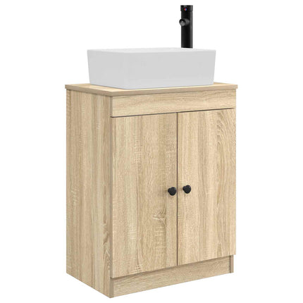 Badrumsspegel med handfat Sonoma-ek 54 x 35 x 83 cm