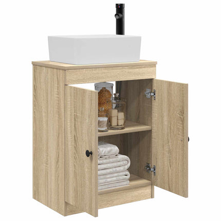 Badrumsspegel med handfat Sonoma-ek 54 x 35 x 83 cm