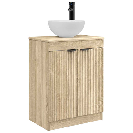 Badrumsspegel med handfat Sonoma-ek 54 x 35 x 83 cm