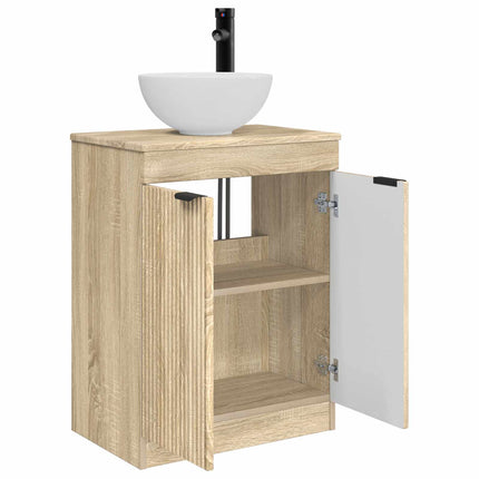 Badrumsspegel med handfat Sonoma-ek 54 x 35 x 83 cm