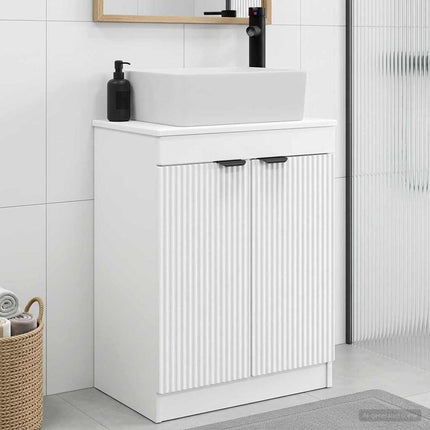 Badrumsspegel med handfat Vit 54 x 35 x 83 cm Konstruerat trä