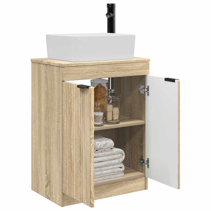Badrumsspegel med handfat Sonoma-ek 54 x 35 x 83 cm