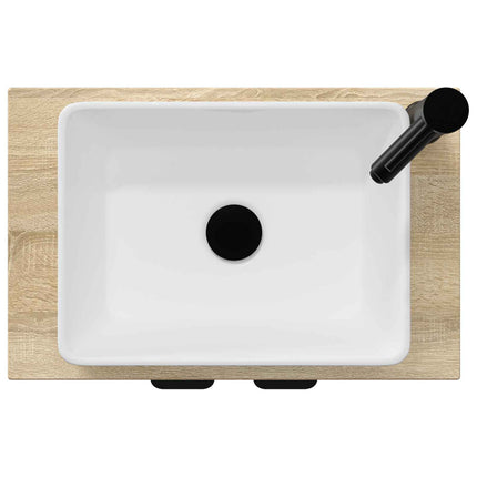 Badrumsspegel med handfat Sonoma-ek 54 x 35 x 83 cm