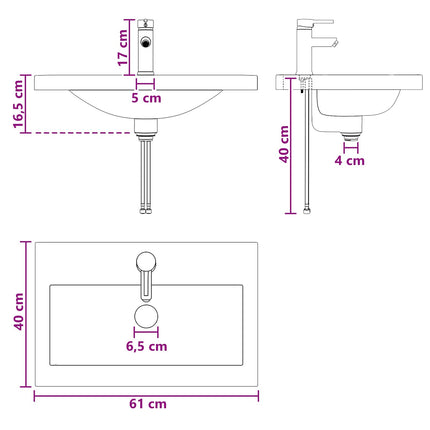 Tvättställ för badrum Krom 61 x 40 x 16,5 cm Metall
