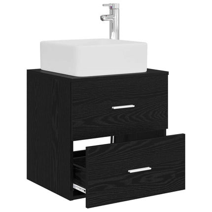 Väggmonterad handfatsspegel Svart ek 53 x 34,5 x 63 cm