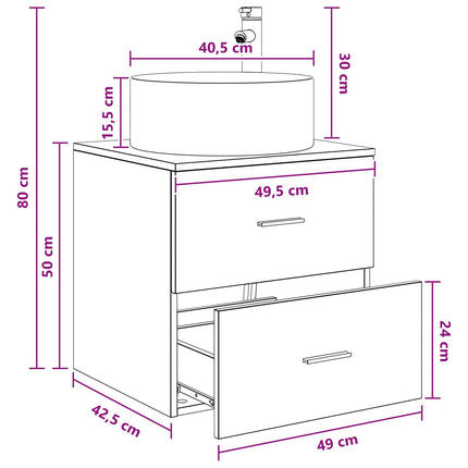 Väggmonterad handfatsspegel Gammalt trä 49,5 x 44,5 x 65,5 cm