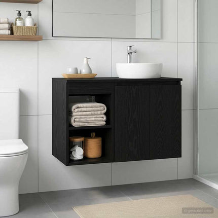 Badrumsskåp Mellan Svart ek 30 x 41 x 50 cm Konstruerat trä