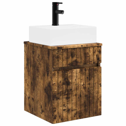 Väggmonterad Handfat Vanity Rökt ek 39 x 41 x 62,5 cm