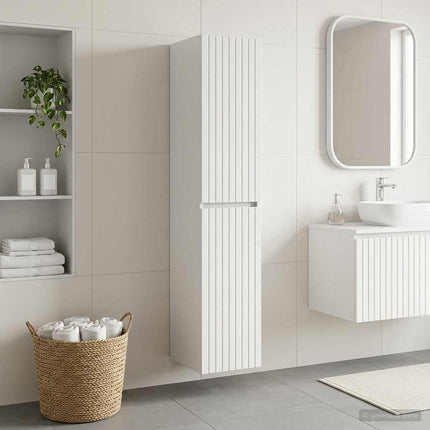 Väggmonterat Badrumsskåp Vit 33 x 34,5 x 160 cm Konstruerat trä