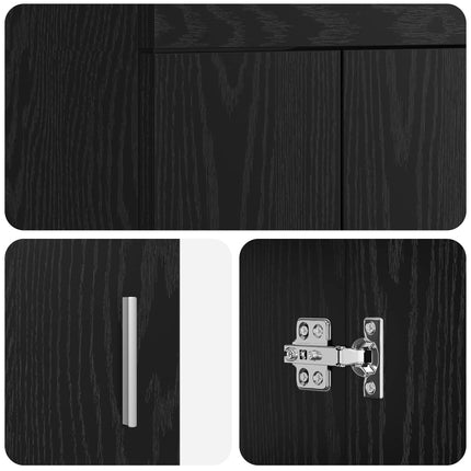 Badrumsspegel med handfat Svart ek 42 x 40 x 84,5 cm