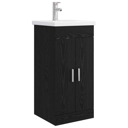 Badrumsspegel med handfat Svart ek 42 x 40 x 84,5 cm