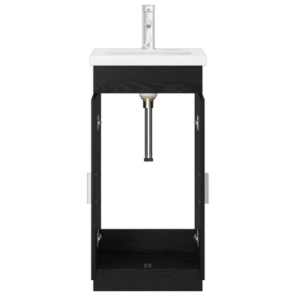 Badrumsspegel med handfat Svart ek 42 x 40 x 84,5 cm