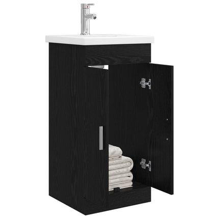 Badrumsspegel med handfat Svart ek 42 x 40 x 84,5 cm