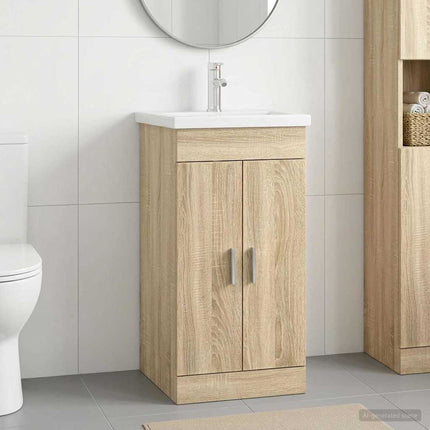 Badrumsspegel med handfat Sonoma-ek 42 x 40 x 84,5 cm