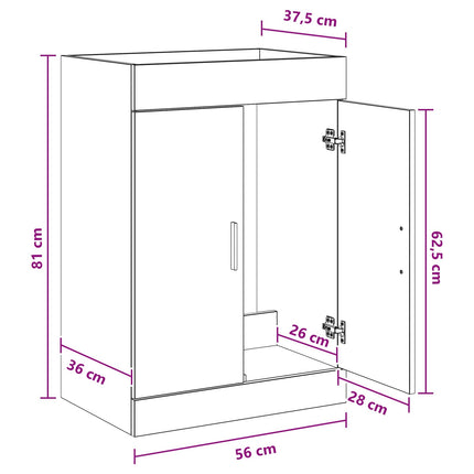 Badrum Under Diskbänk Skåp Vit 56 x 37,5 x 81 cm