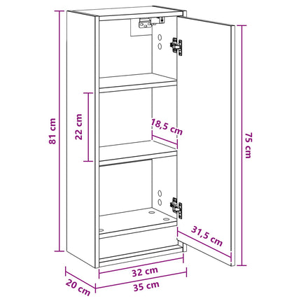 Väggmonterad handfatsspegel Svart ek 35 x 20 x 81 cm