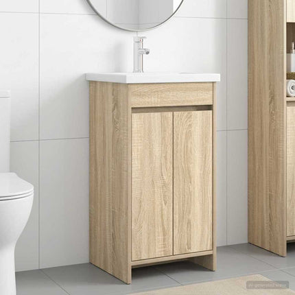 Badrumsspegel med handfat Sonoma-ek 42 x 40 x 84,5 cm